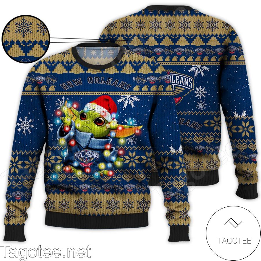 New Orleans Pelicans Baby Yoda Star Wars NBA Ugly Christmas Sweater