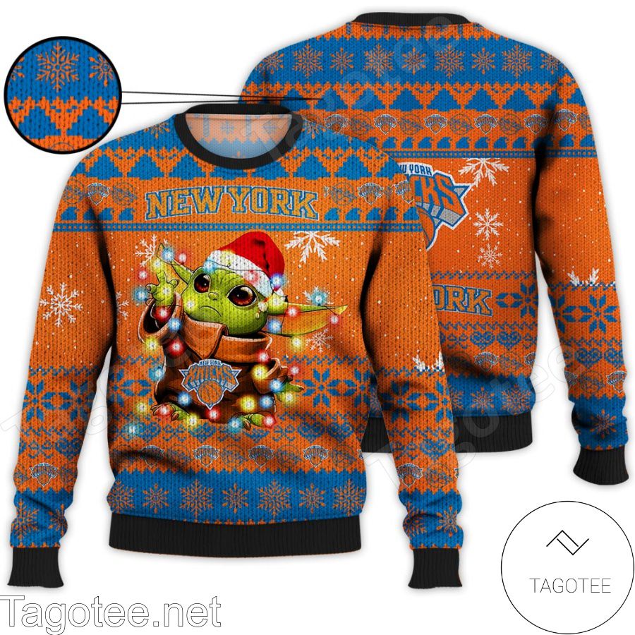 New York Knicks Baby Yoda Star Wars NBA Ugly Christmas Sweater