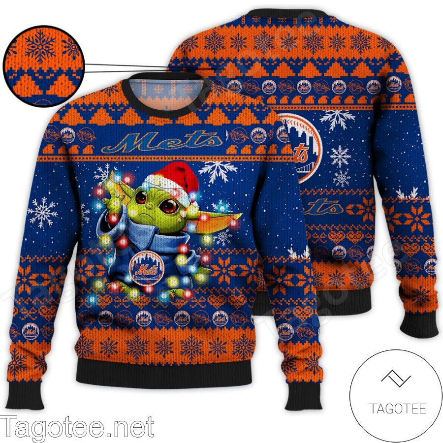 New York Mets Baby Yoda Star Wars MLB Ugly Christmas Sweater