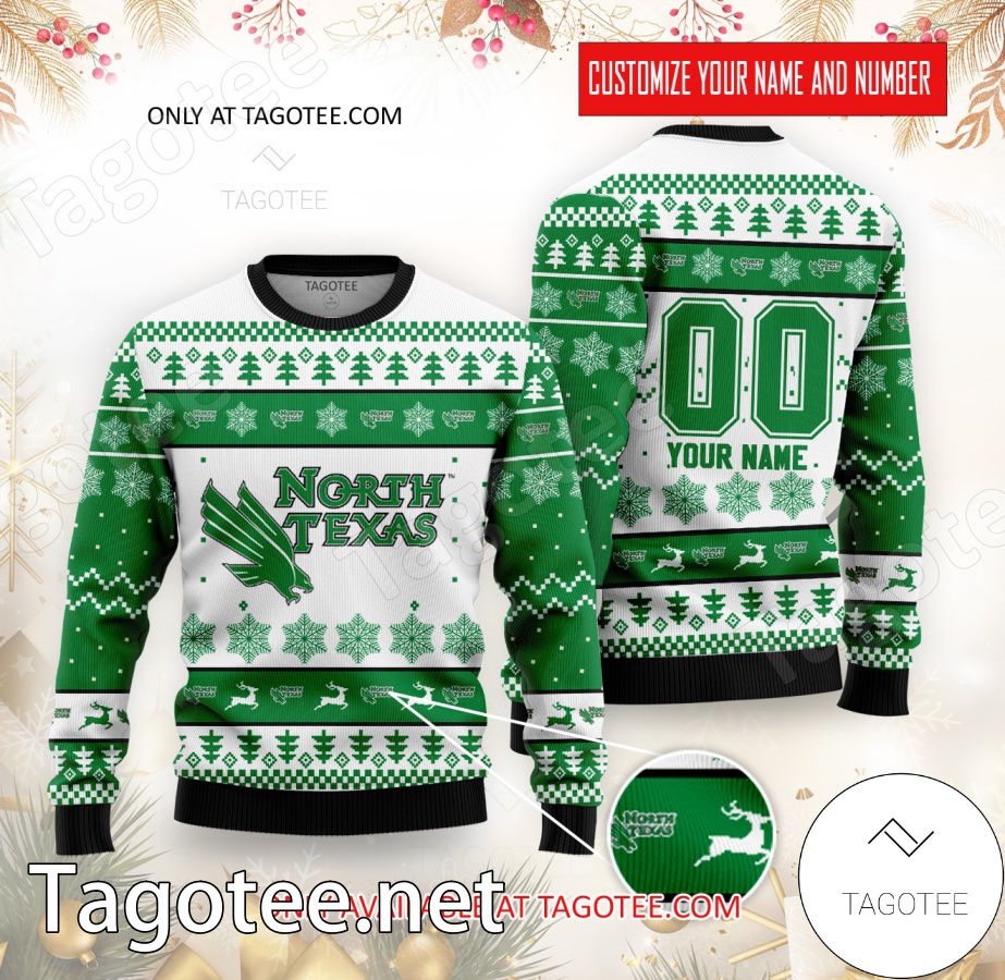 North Texas College Rugby Custom Ugly Christmas Sweater - BiShop