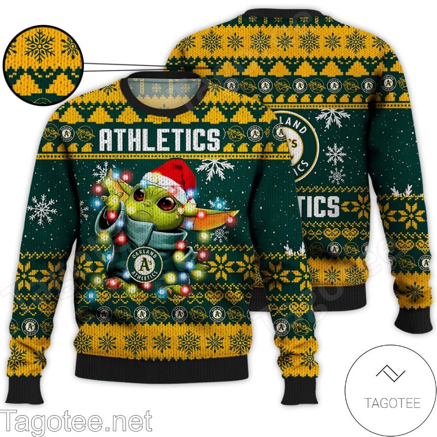 Oakland Athletics Baby Yoda Star Wars MLB Ugly Christmas Sweater