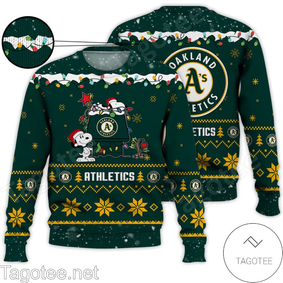 Oakland Athletics Snoopy MLB Ugly Christmas Sweater