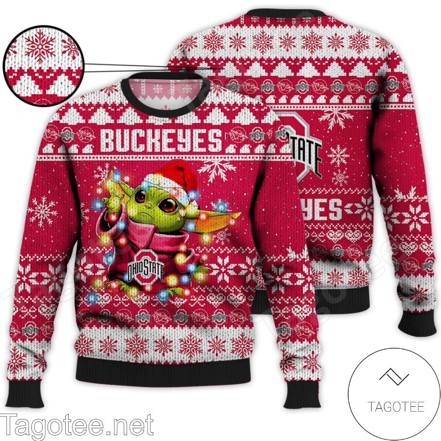 Ohio State Buckeyes Baby Yoda Star Wars NCAA Ugly Christmas Sweater