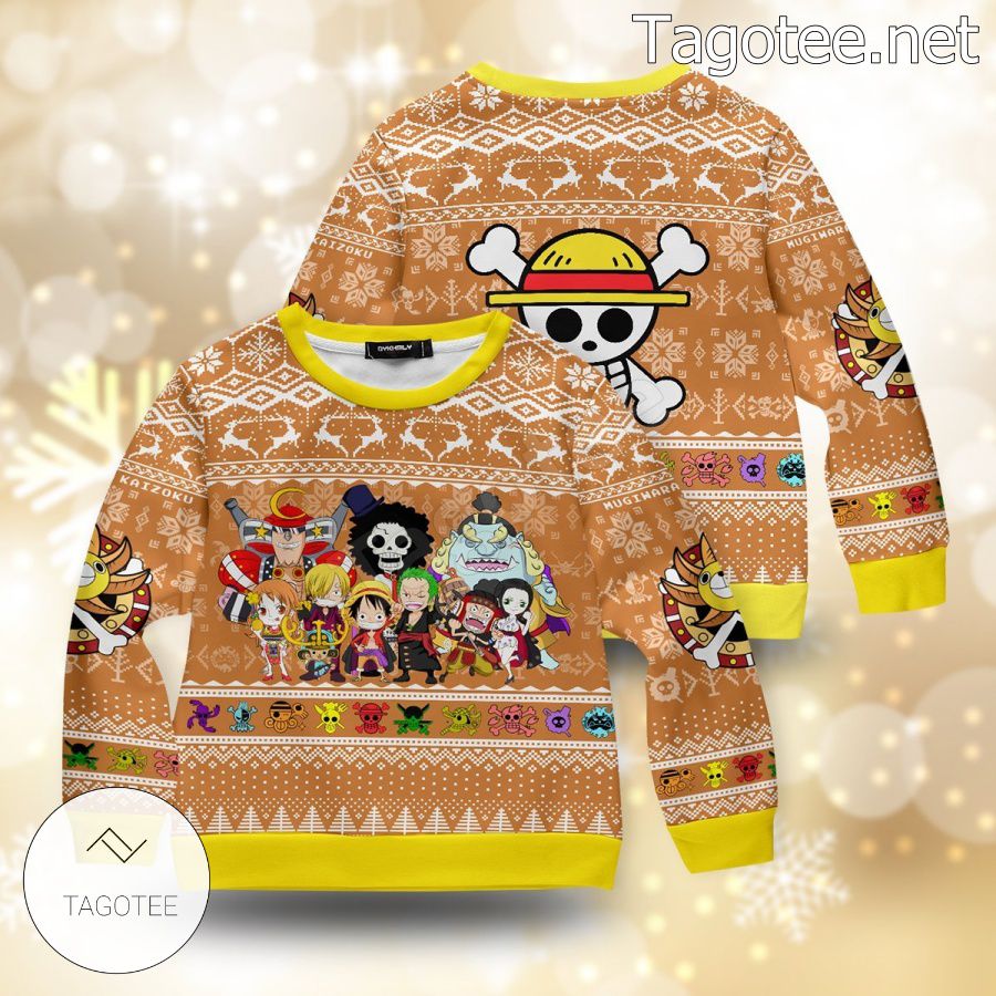 One Piece Characters & Mugiwara Pirate Logo Xmas Ugly Christmas Sweater