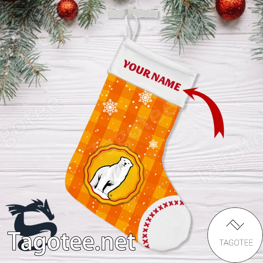 Personalised Orange Bundaberg Rum Snowy Christmas Stockings