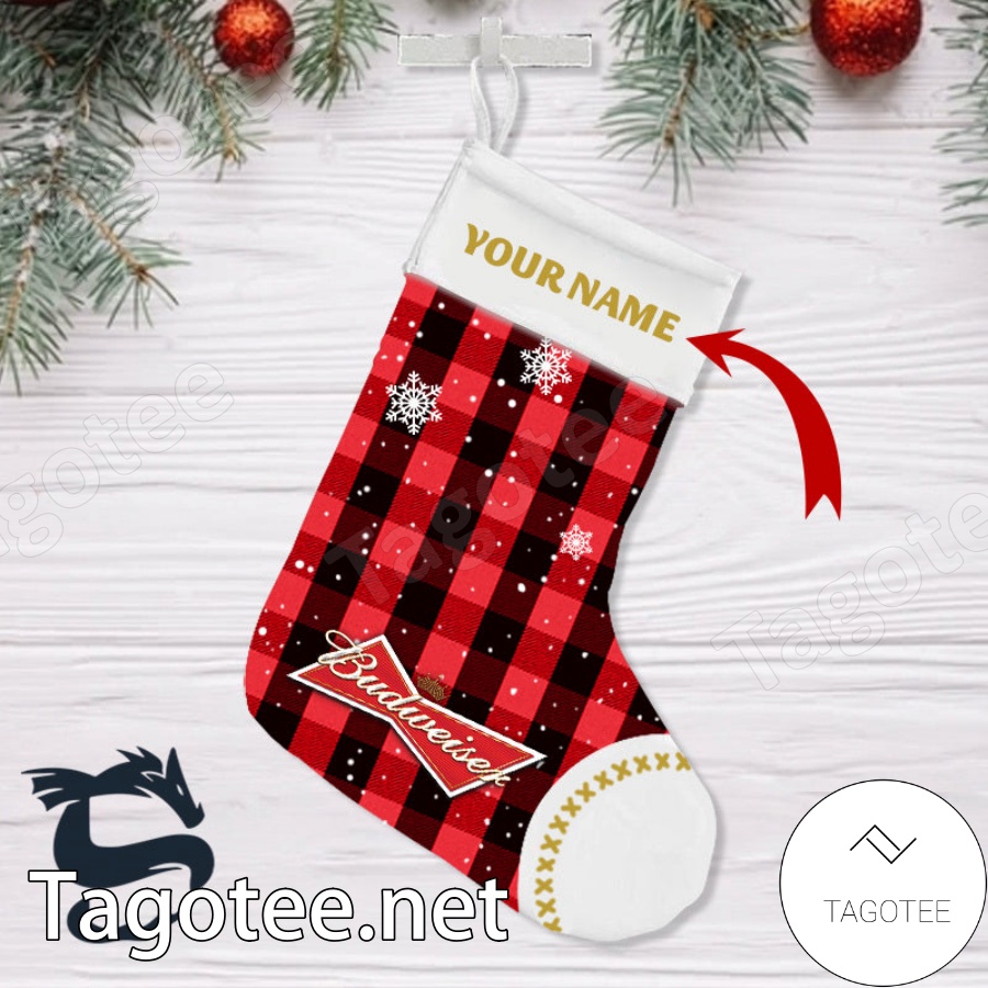 Personalised Snowy Budweiser Beer Christmas Stockings