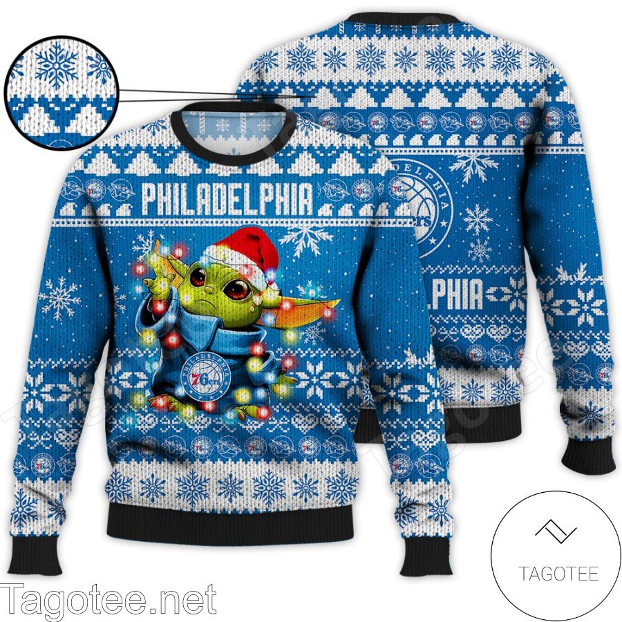 Philadelphia 76ers Baby Yoda Star Wars NBA Ugly Christmas Sweater