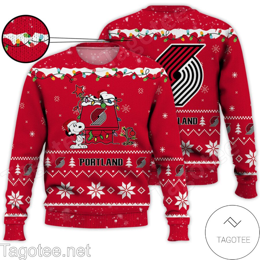 Portland Trail Blazers Snoopy NBA Ugly Christmas Sweater