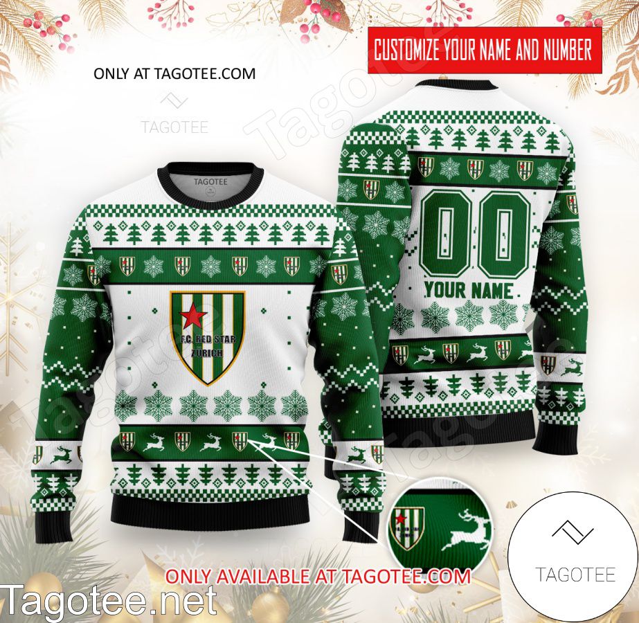 Red Star Zürich Custom Ugly Christmas Sweater - BiShop