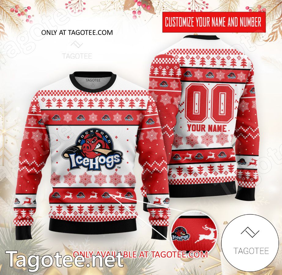 Rockford IceHogs Hockey Custom Ugly Christmas Sweater - BiShop