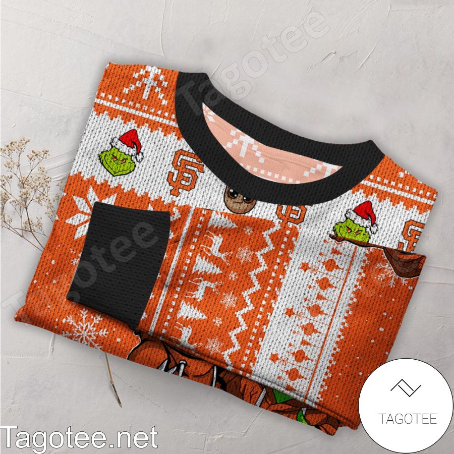 San Francisco Giants Baby Groot And Grinch MLB Ugly Christmas Sweater a