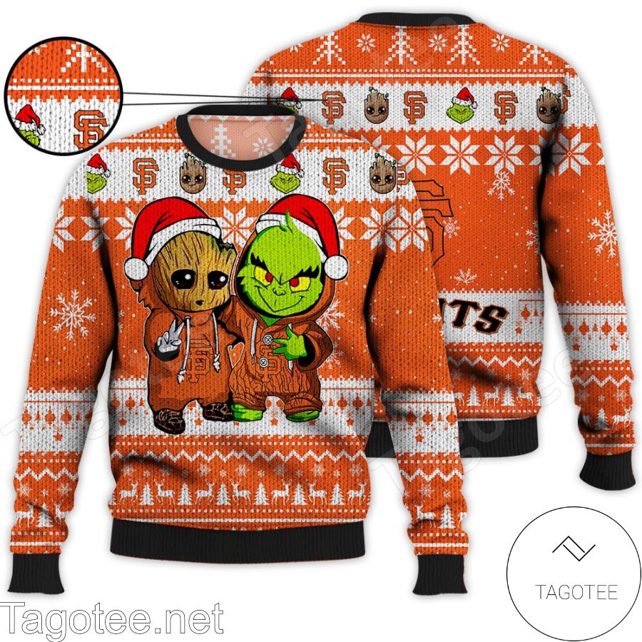 San Francisco Giants Baby Groot And Grinch MLB Ugly Christmas Sweater