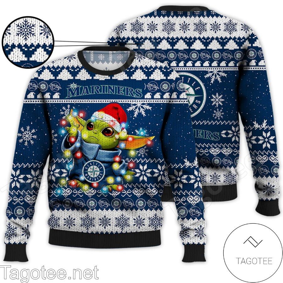 Seattle Mariners Baby Yoda Star Wars MLB Ugly Christmas Sweater