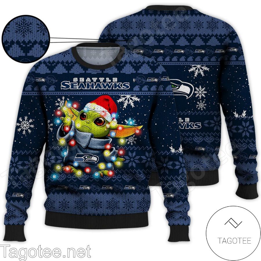 Seattle Seahawks Baby Yoda Star Wars NFL Ugly Christmas Sweater