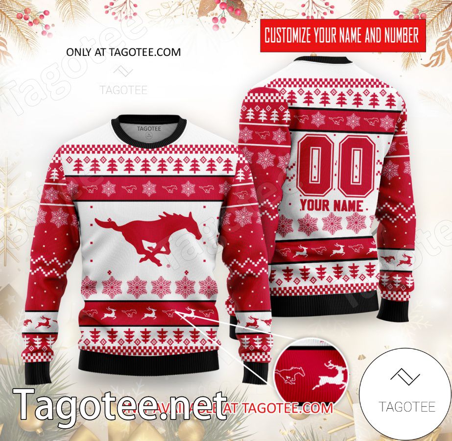 Southern Methodist College Rugby Custom Ugly Christmas Sweater - BiShop