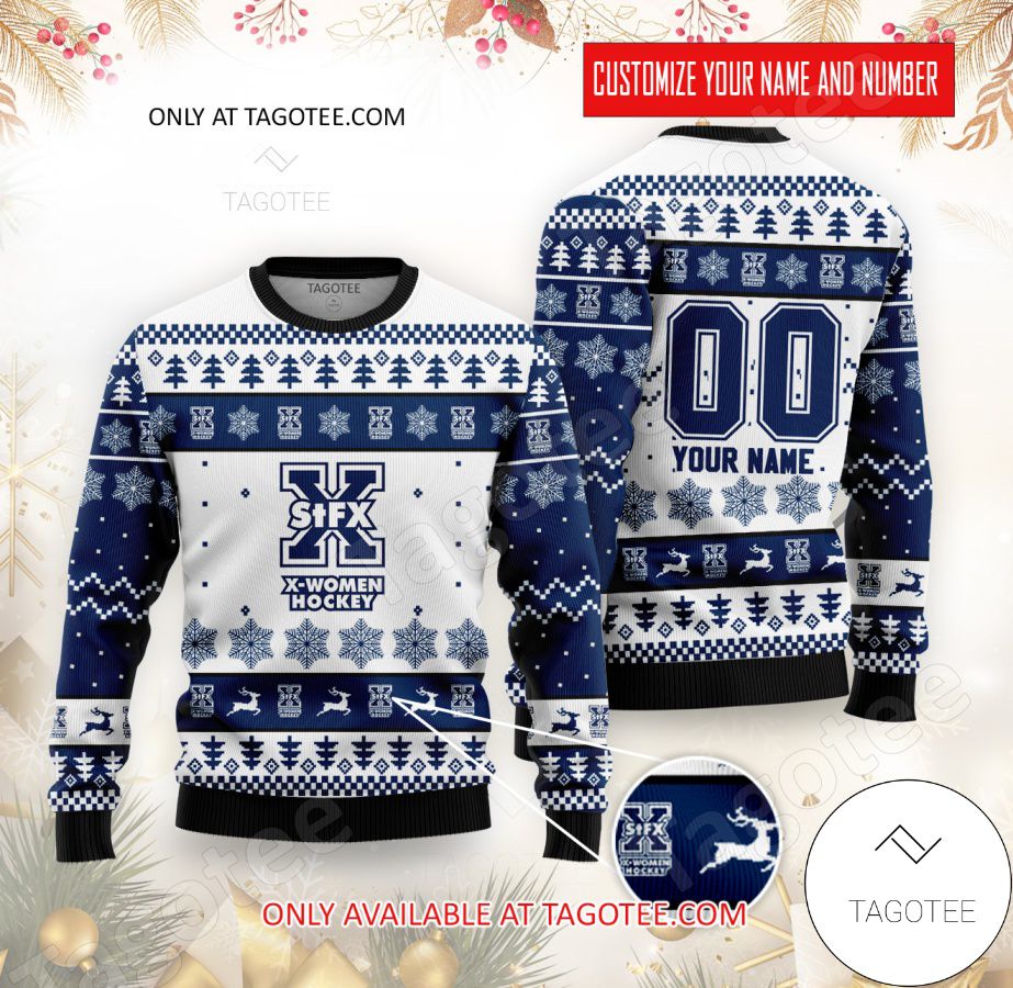 St. Francis Xavier X Hockey Custom Ugly Christmas Sweater - EmonShop