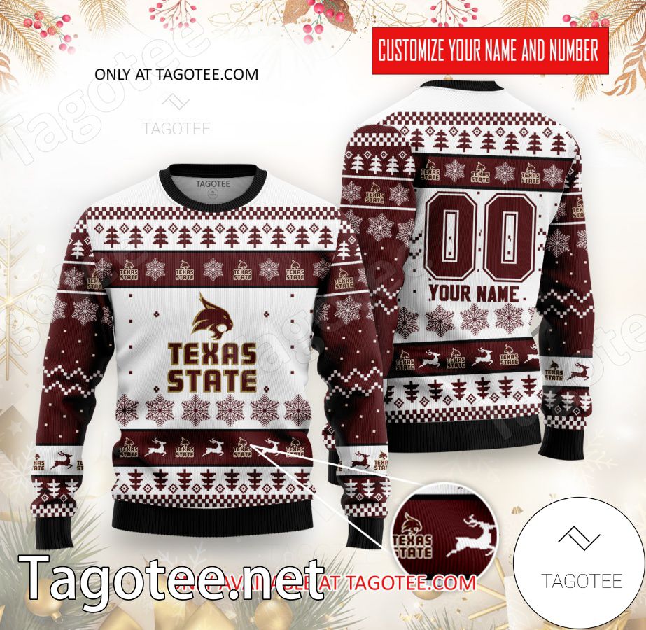 Texas State Bobcats College Rugby Custom Ugly Christmas Sweater - BiShop