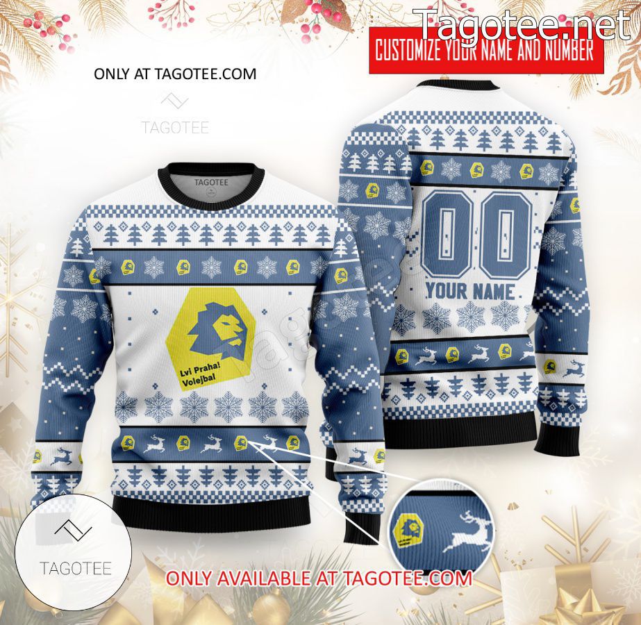 VK Lvi Prague Volleyball Custom Ugly Christmas Sweater - BiShop