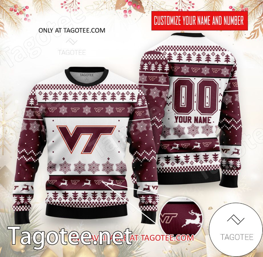 Virginia Tech College Rugby Custom Ugly Christmas Sweater - BiShop