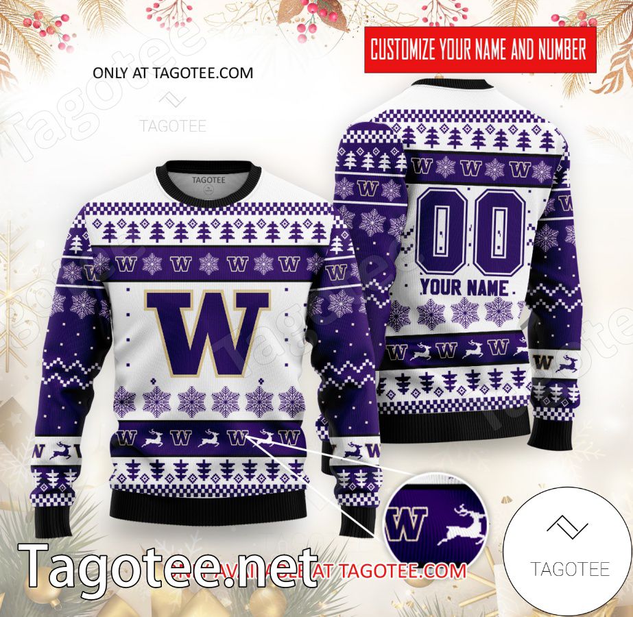 Washington Huskies College Rugby Custom Ugly Christmas Sweater - BiShop