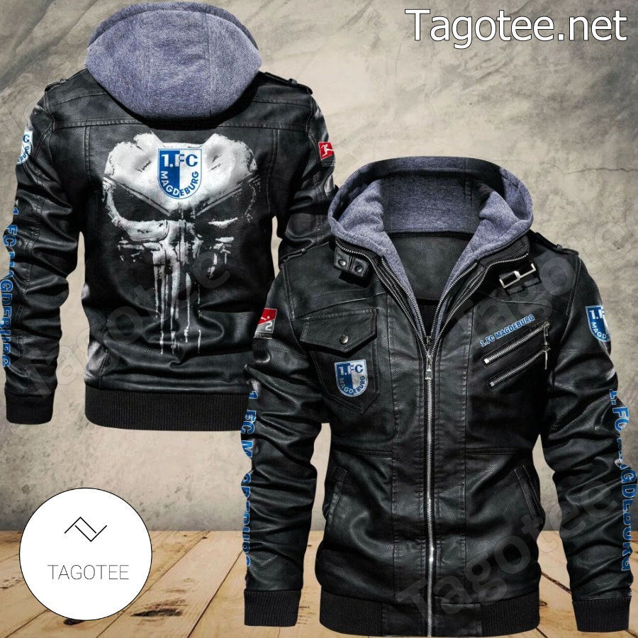 1. FC Magdeburg Logo Sport Leather Jacket