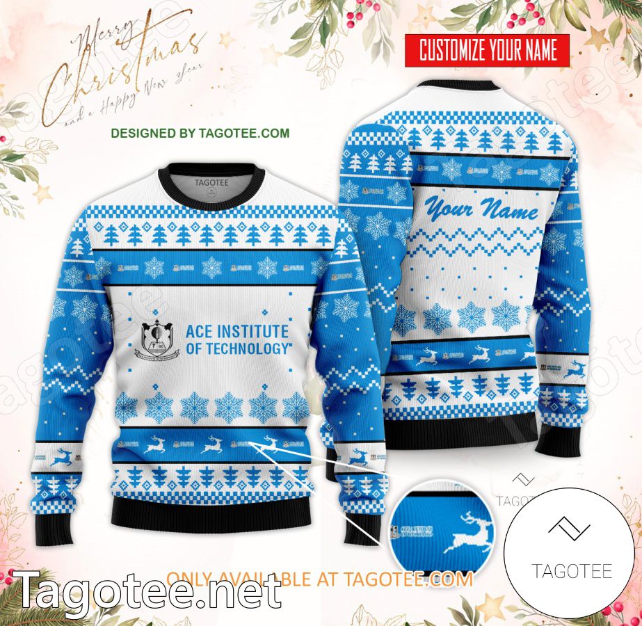 Ace Institute of Technology Custom Ugly Christmas Sweater - EmonShop