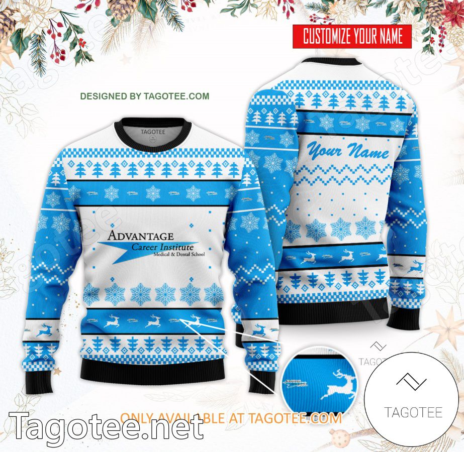 Advantage Career Institute Custom Ugly Christmas Sweater - BiShop