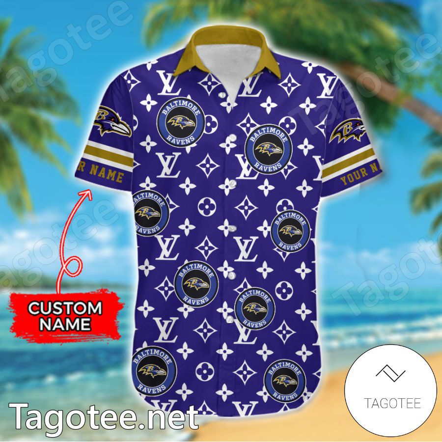 Baltimore Ravens Louis Vuitton LV NFL Custom Hawaiian Shirt a