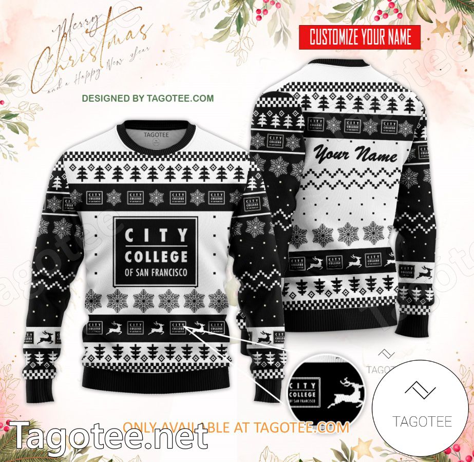 City College of San Francisco Custom Ugly Christmas Sweater - BiShop