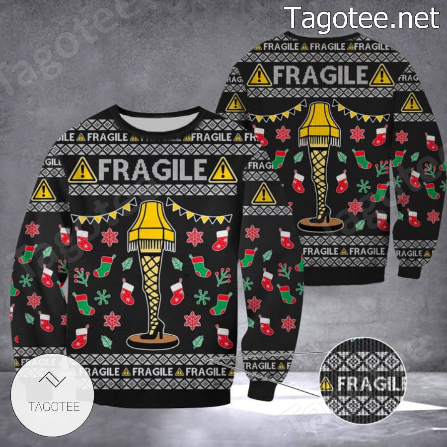 Fragile Leg Lamp Warning Ugly Christmas Sweater