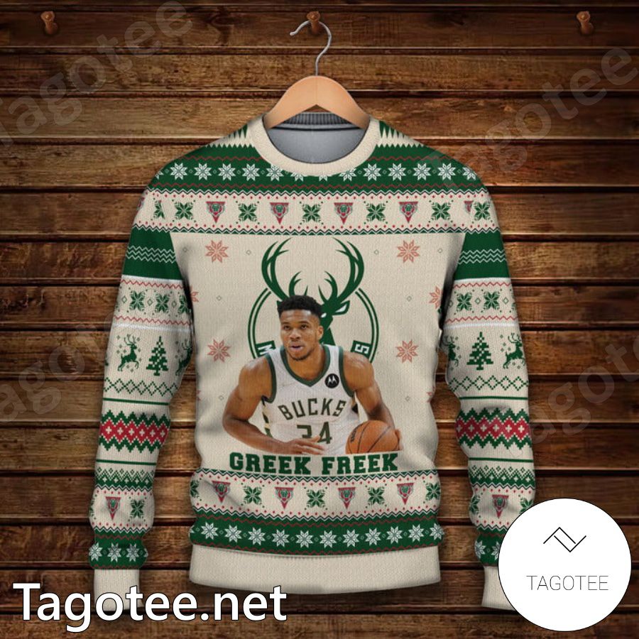 Giannis Antetokounmpo Milwaukee Bucks Ugly Christmas Sweater a