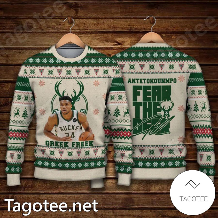 Giannis Antetokounmpo Milwaukee Bucks Ugly Christmas Sweater