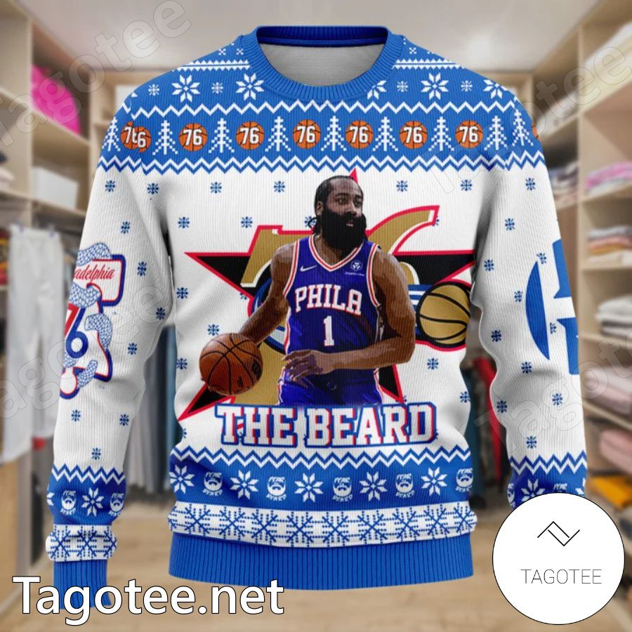 James Harden The Beard Philadelphia 76ers Nba Ugly Christmas Sweater a