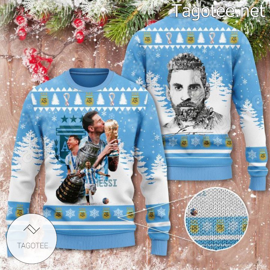 Lionel Messi Argentina World Cup 2022 Ugly Christmas Sweater a