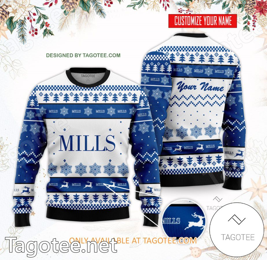 Mills College at Northeastern Custom Ugly Christmas Sweater - BiShop