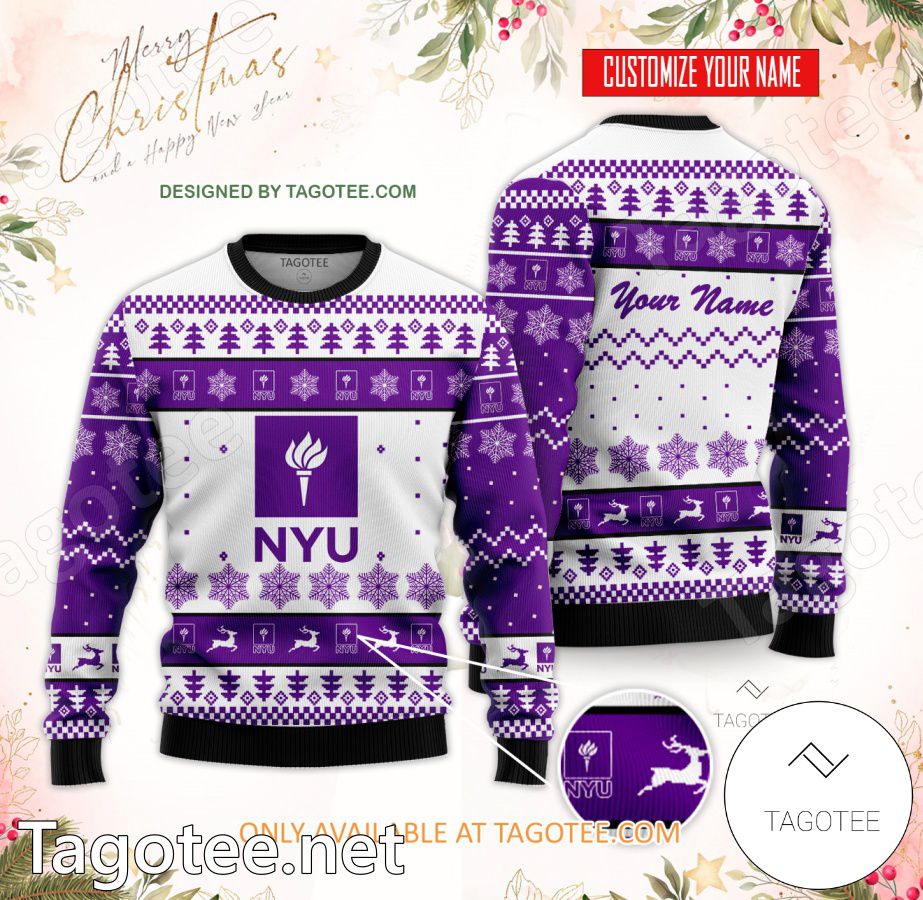 New York University Custom Ugly Christmas Sweater - EmonShop