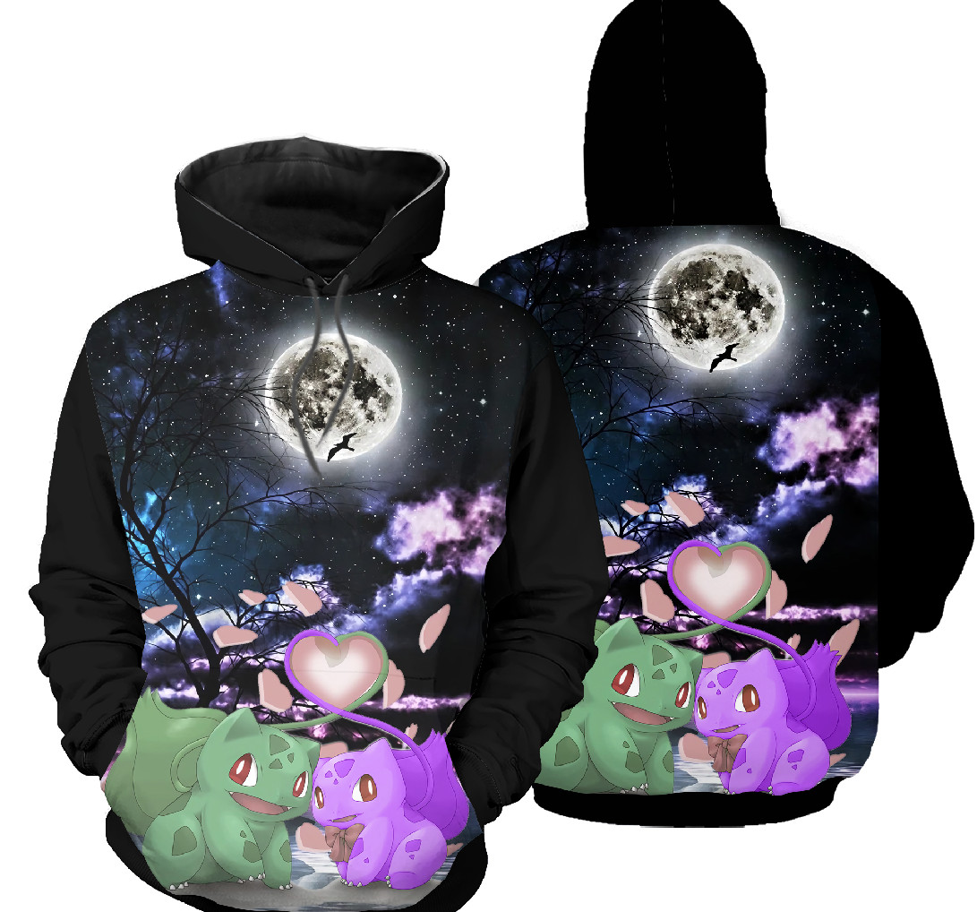 Pokemon Bulbasaur Love Couple The Moon Hoodie