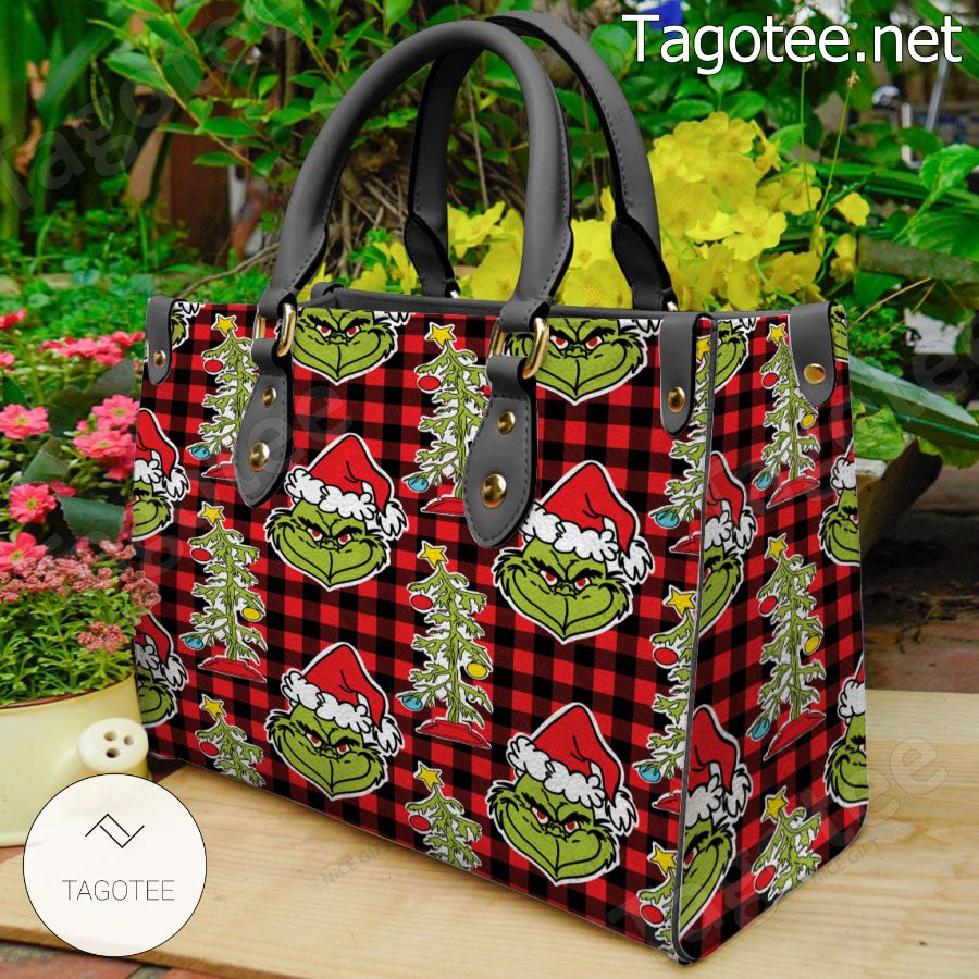 The Grinch Black And Red Plaid Handbag