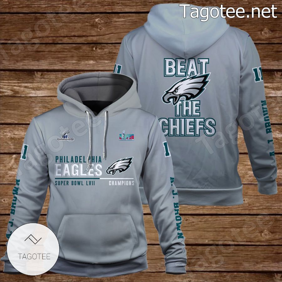 A. J. Brown 11 Beat The Chiefs Philadelphia Eagles Fan NFL Hoodie