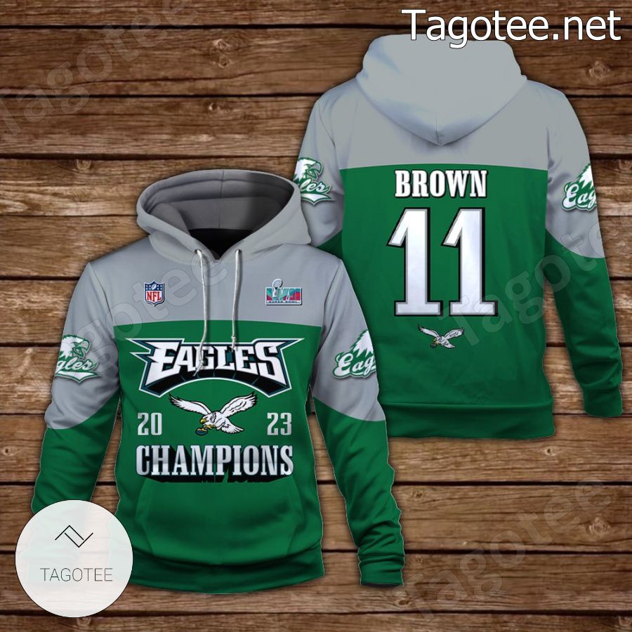 A. J. Brown 11 Eagles 2023 Champions Philadelphia Eagles Fan NFL Hoodie