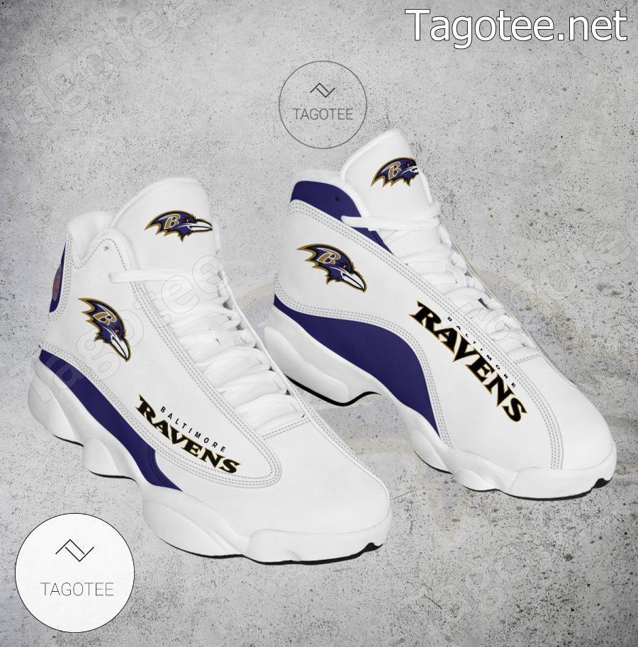 Baltimore Ravens Logo Air Jordan 13 Shoes - EmonShop