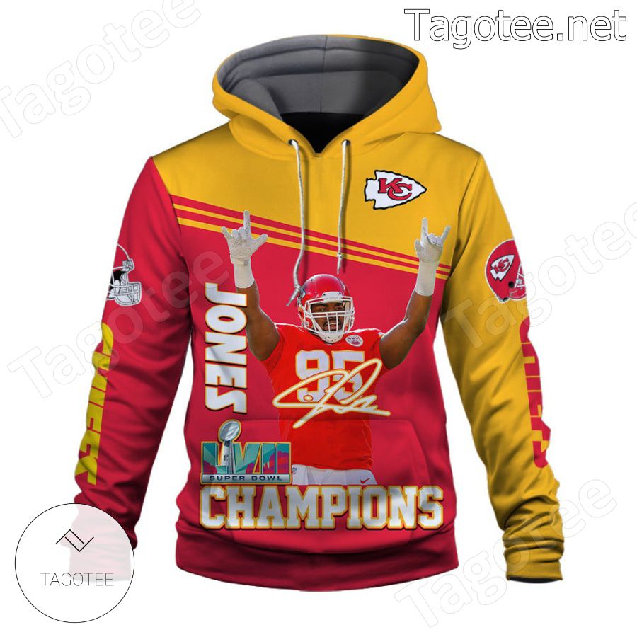 Chris Jones 95 Kansas City Chiefs AFC Champions Fan NFL Hoodie a