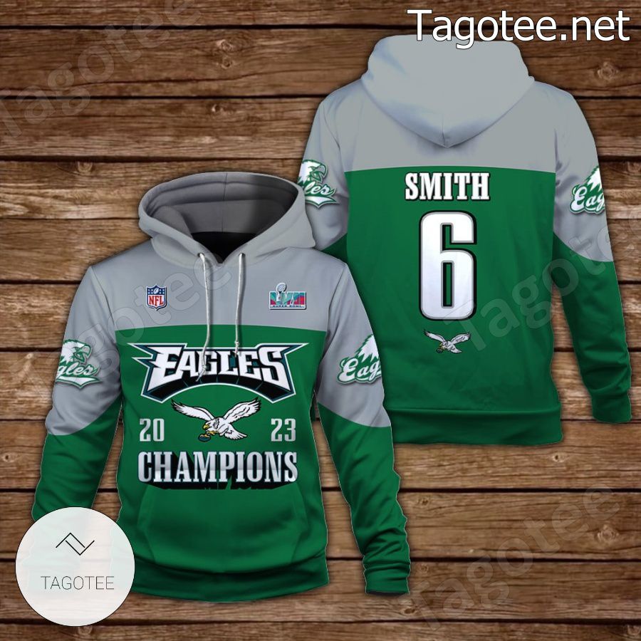 DeVonta Smith 6 Eagles 2023 Champions Philadelphia Eagles Fan NFL Hoodie