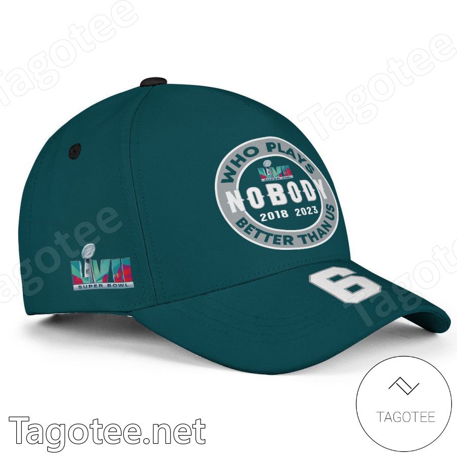 DeVonta Smith 6 Who Plays Better Than Us Nobody Super Bowl LVII Philadelphia Eagles Classic Cap Hat a