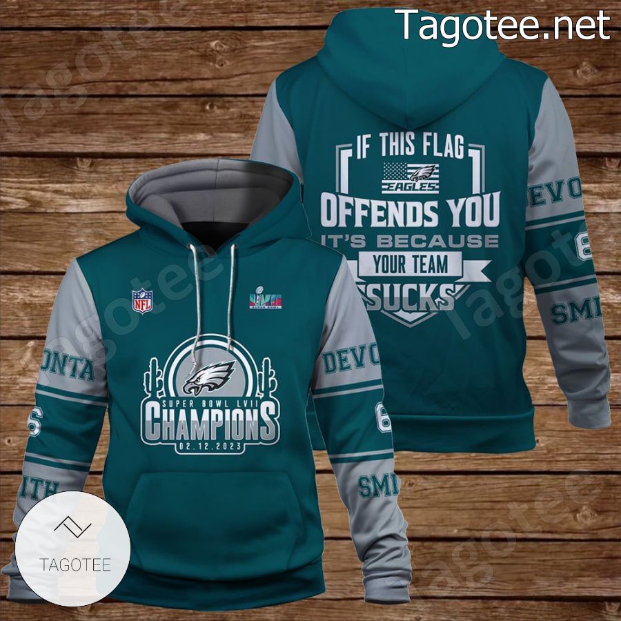 DeVonta Smith If This Flag Offends You It Is Because Your Team Bad Philadelphia Eagles Fan NFL Hoodie