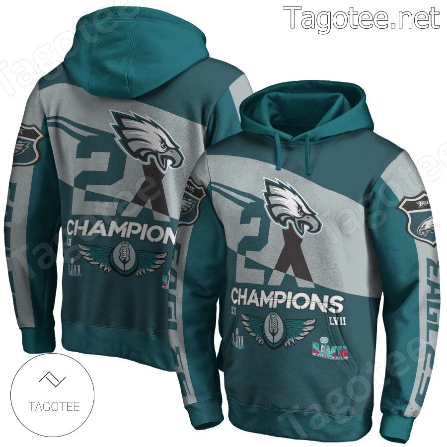 Eagles 2X 2023 Super Bowl Champions Philadelphia Eagles Fan NFL Hoodie