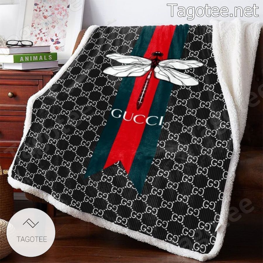 Gucci Dragonfly Black Monogram Blanket