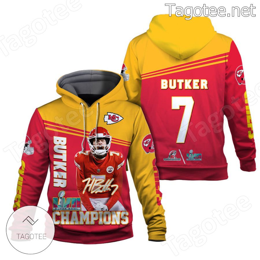 Harrison Butker 7 Kansas City Chiefs AFC Champions Fan NFL Hoodie