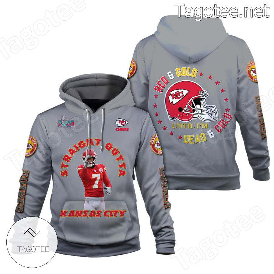 Harrison Butker Red And Gold Until I Am Dead And Cold Kansas City Chiefs Fan NFL Hoodie