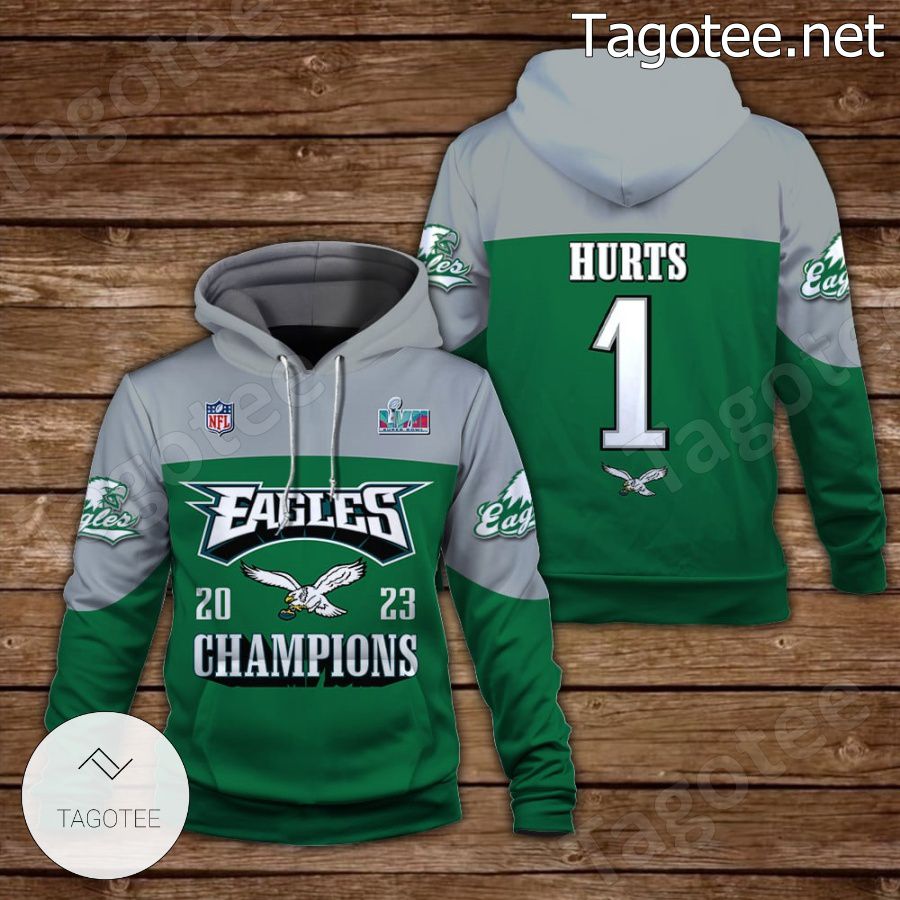 Jalen Hurts 1 Eagles 2023 Champions Philadelphia Eagles Fan NFL Hoodie